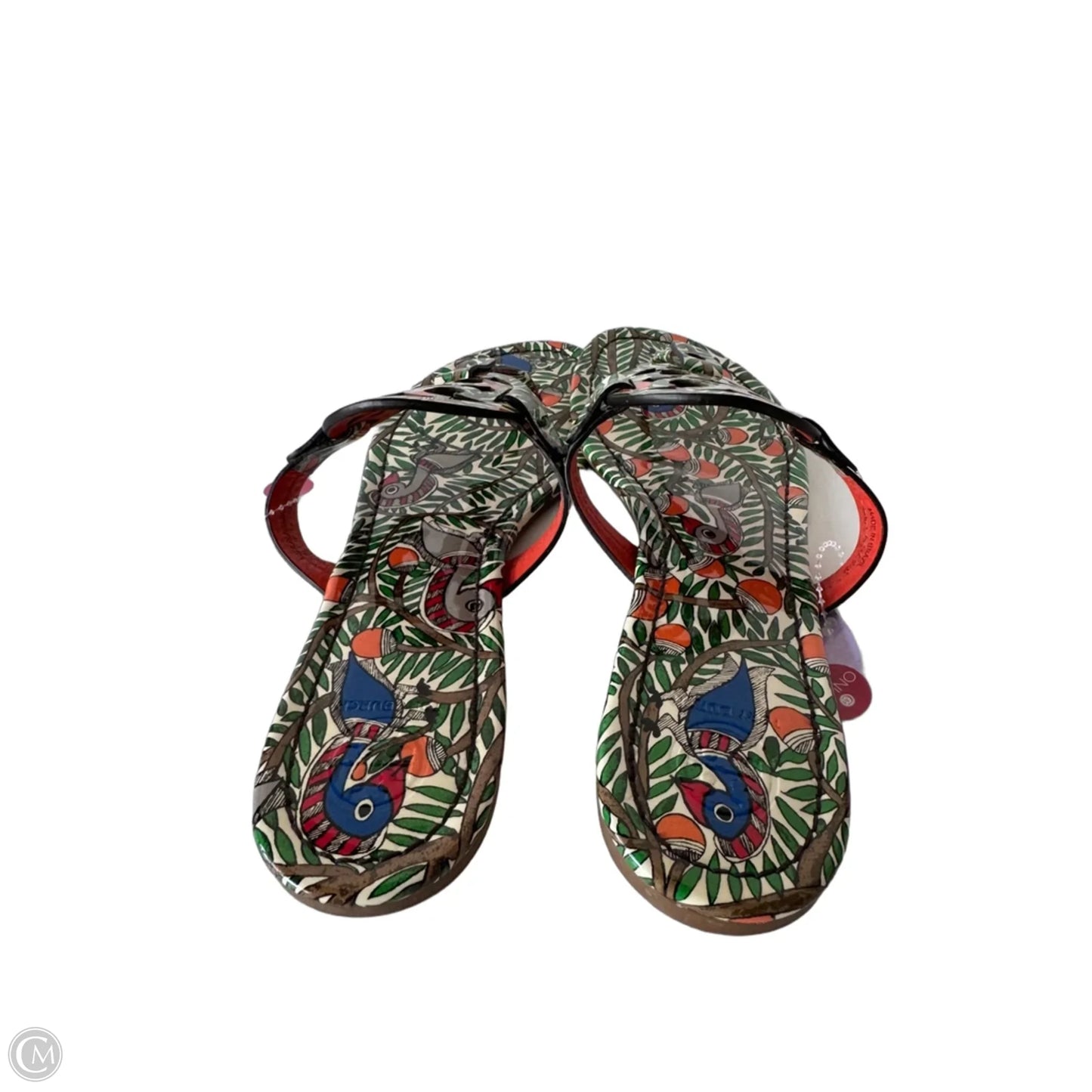 Sandals Designer By Tory Burch In Green & Orange, Size: 9.5