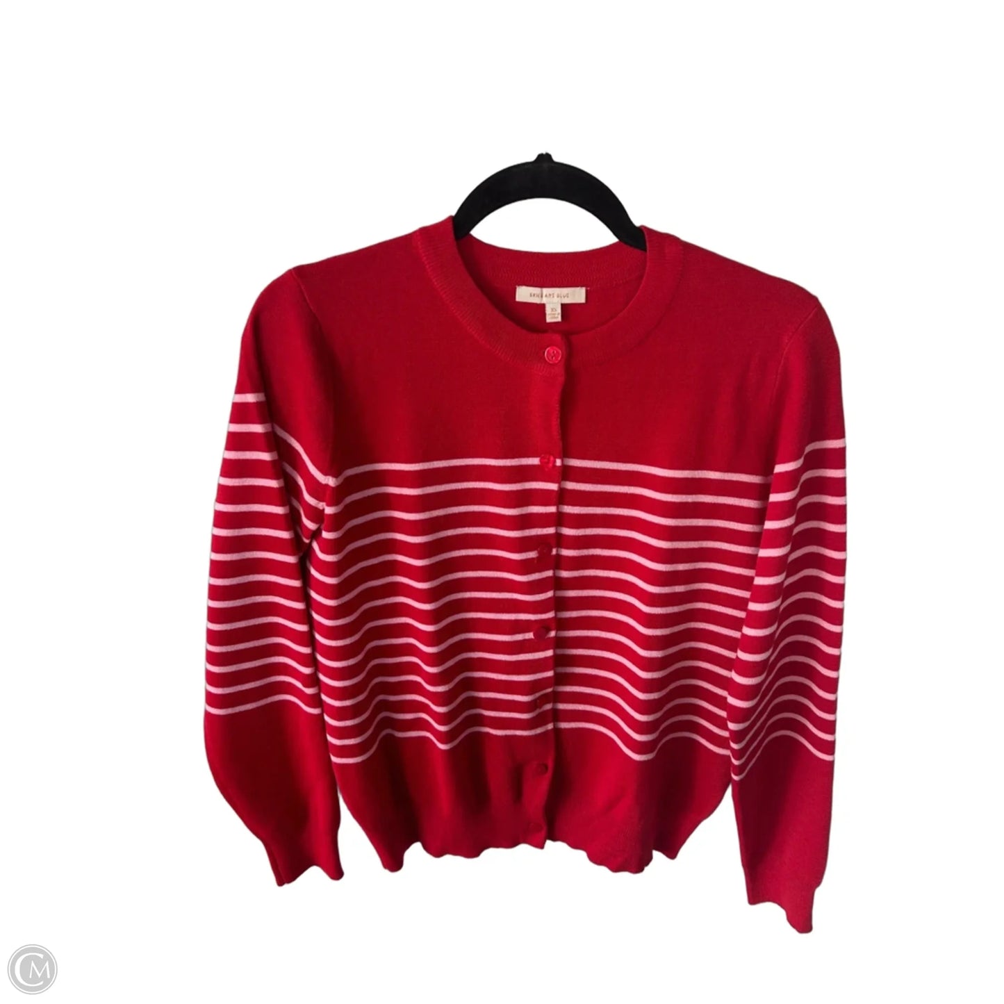 Sweater Cardigan By Skies Are Blue In Red & White, Size: Xs