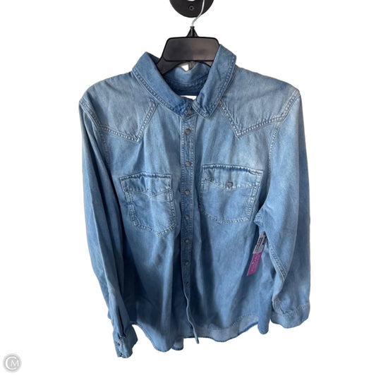 Top Long Sleeve By Madewell In Blue Denim, Size: 1x