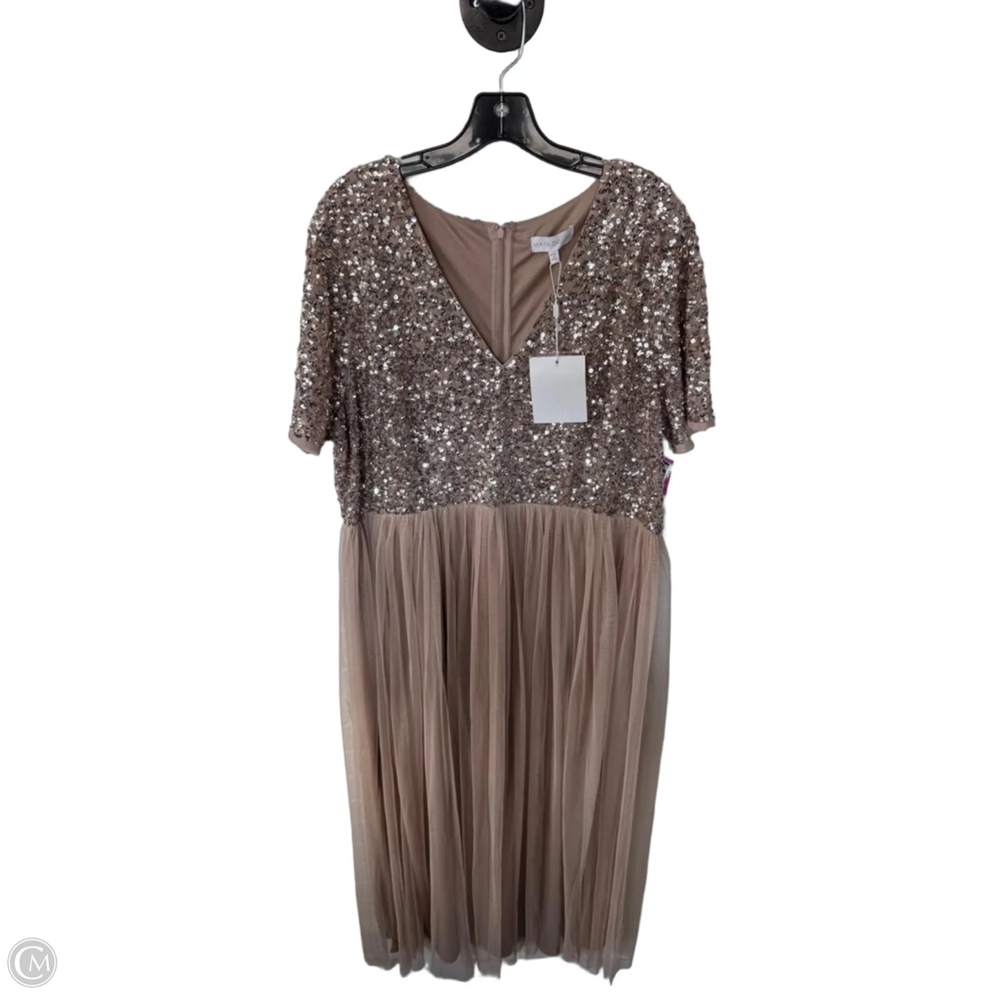 Dress Party Long By Clothes Mentor In Tan, Size: 2x