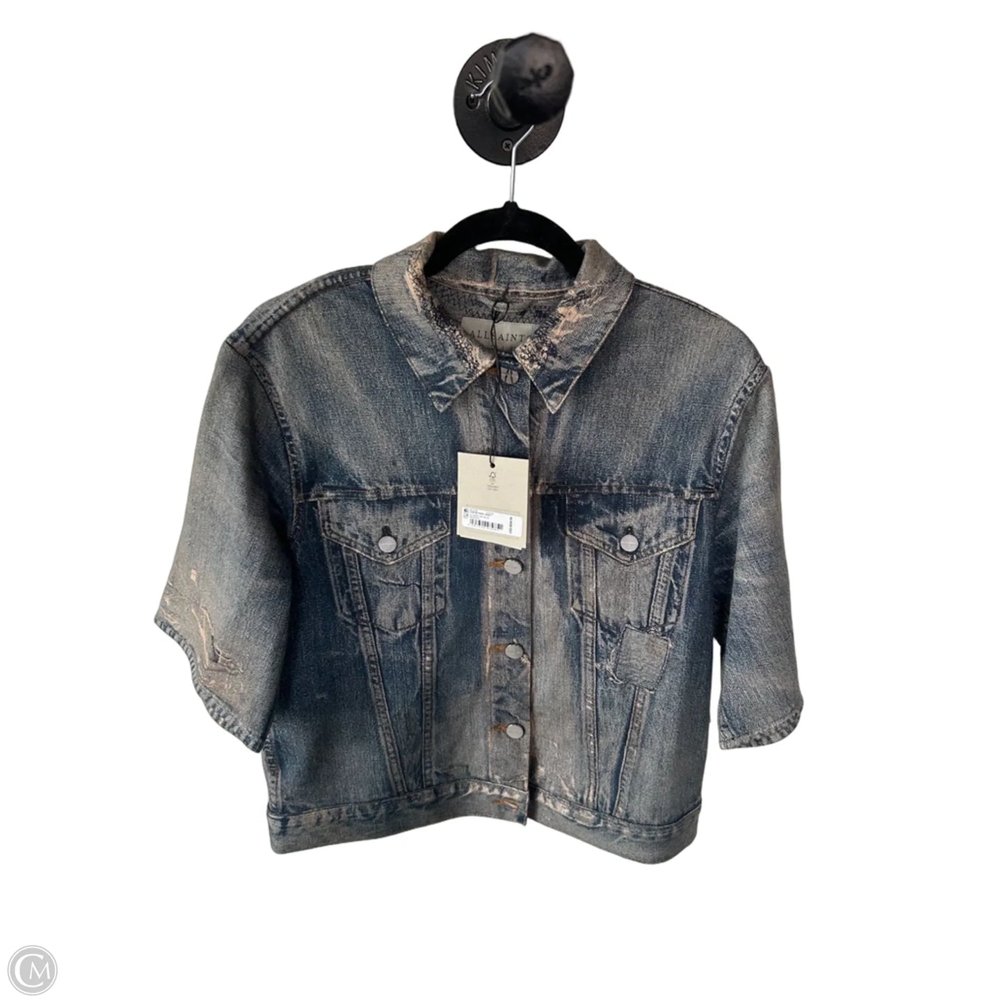 Top Short Sleeve Designer By All Saints In Blue, Size: S