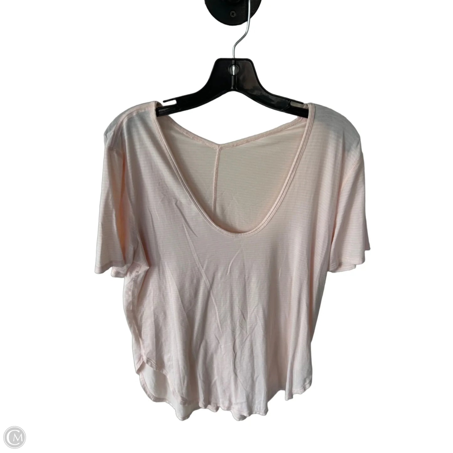 Athletic Top Short Sleeve By Lululemon In Pink & White, Size: M