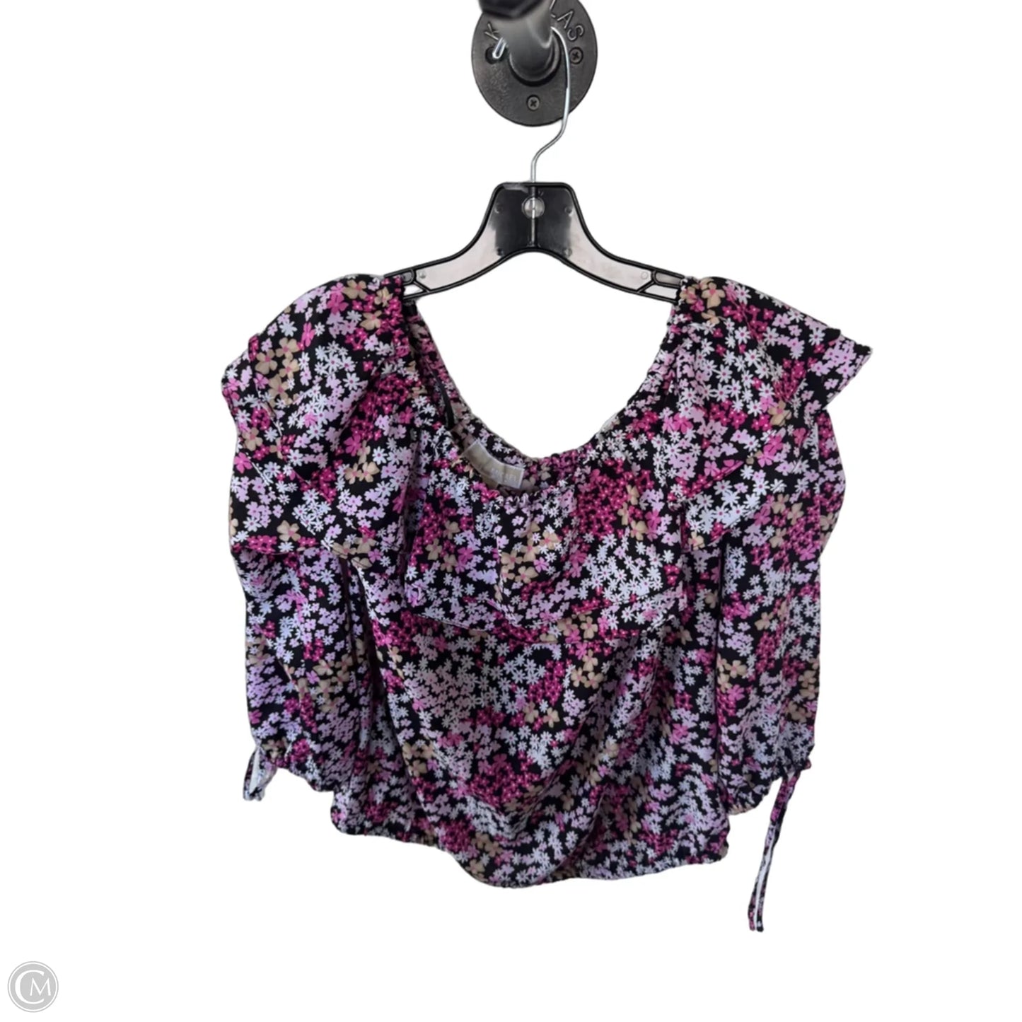 Top Long Sleeve By Michael By Michael Kors In Black & Pink, Size: M