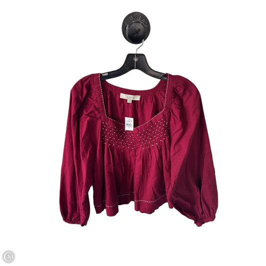 Top Long Sleeve By Loft In Red, Size: M