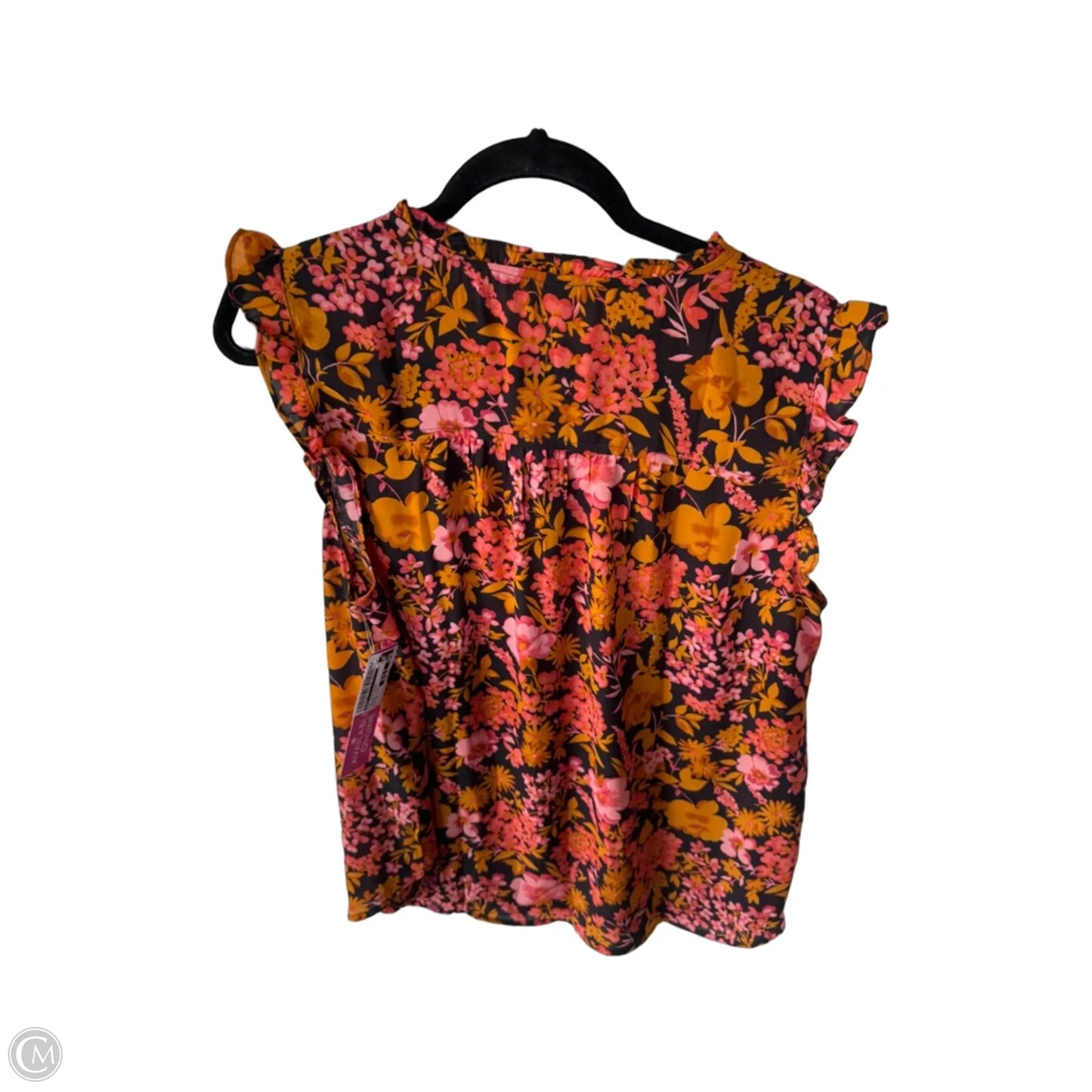Top Sleeveless By Loft In Orange & White, Size: Xl