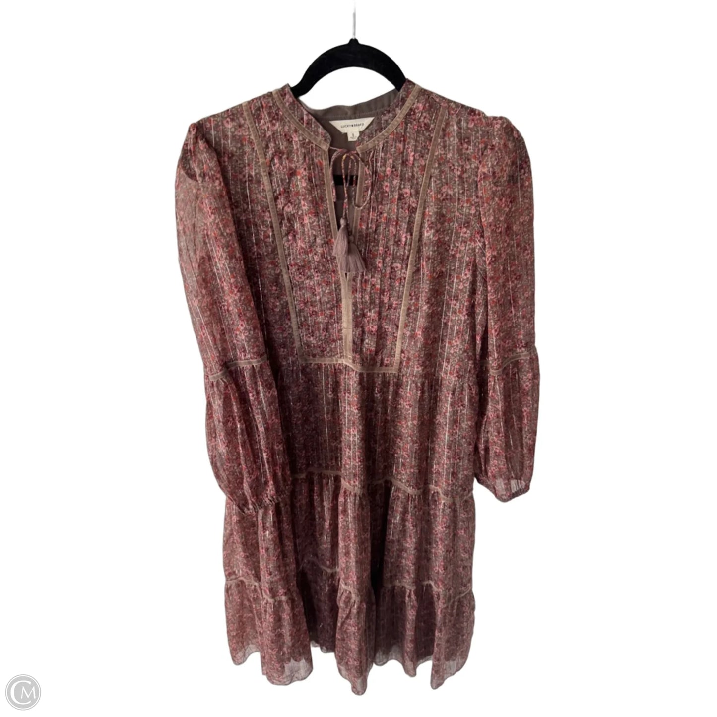 Dress Casual Midi By Lucky Brand In Brown & Orange, Size: S