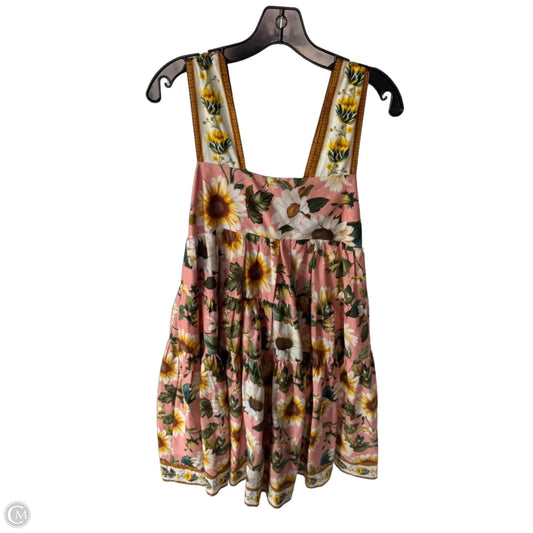 Dress Party Midi By Anthropologie In Pink & Yellow, Size: S