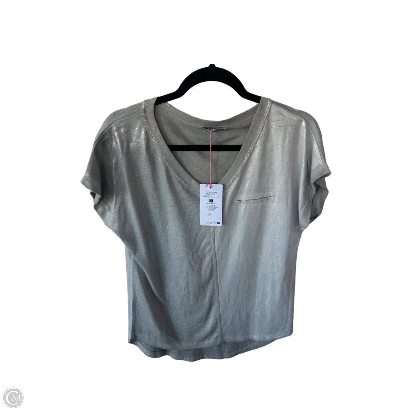 Top Short Sleeve By Clothes Mentor In Silver, Size: S