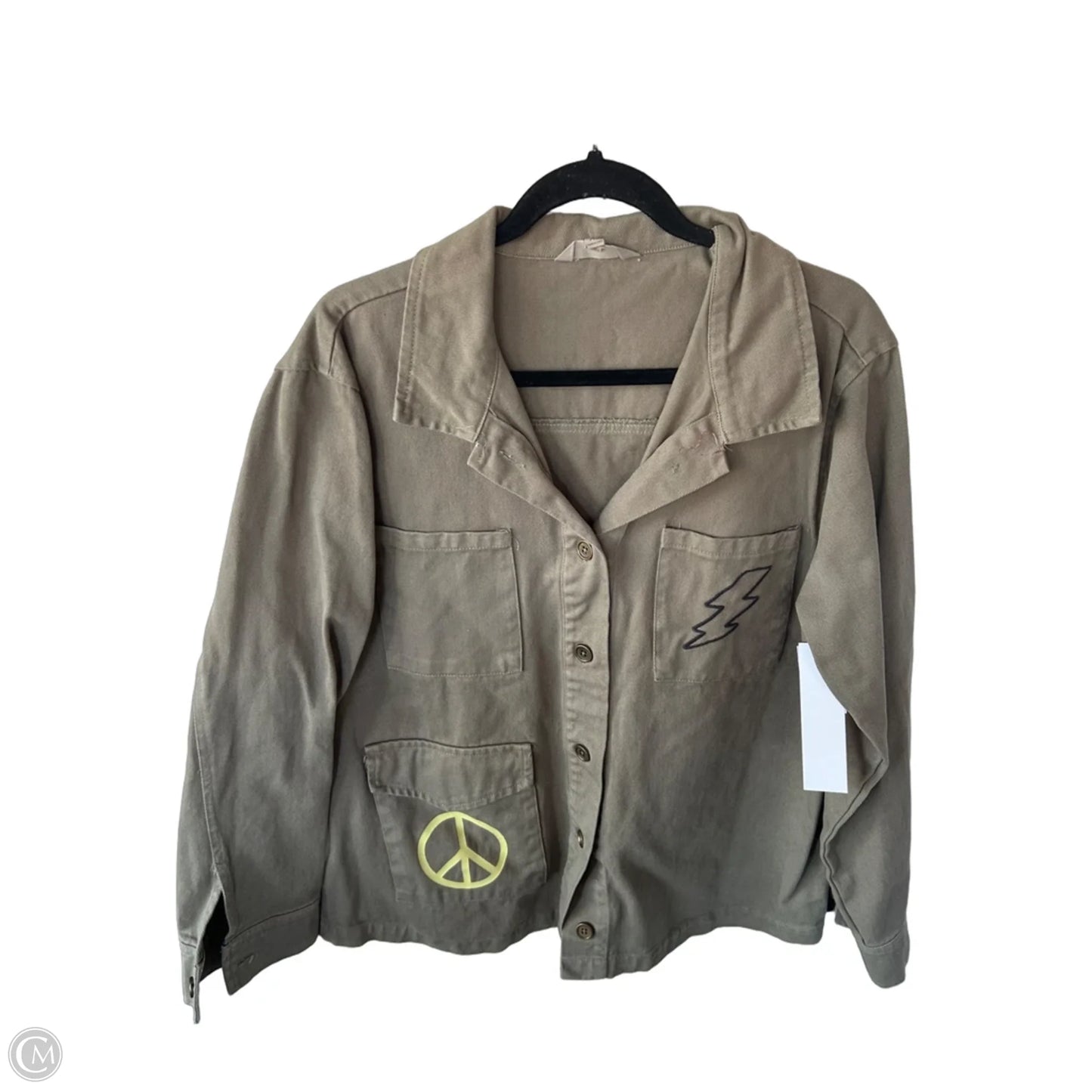 Jacket Denim By Clothes Mentor In Green Denim, Size: Xl
