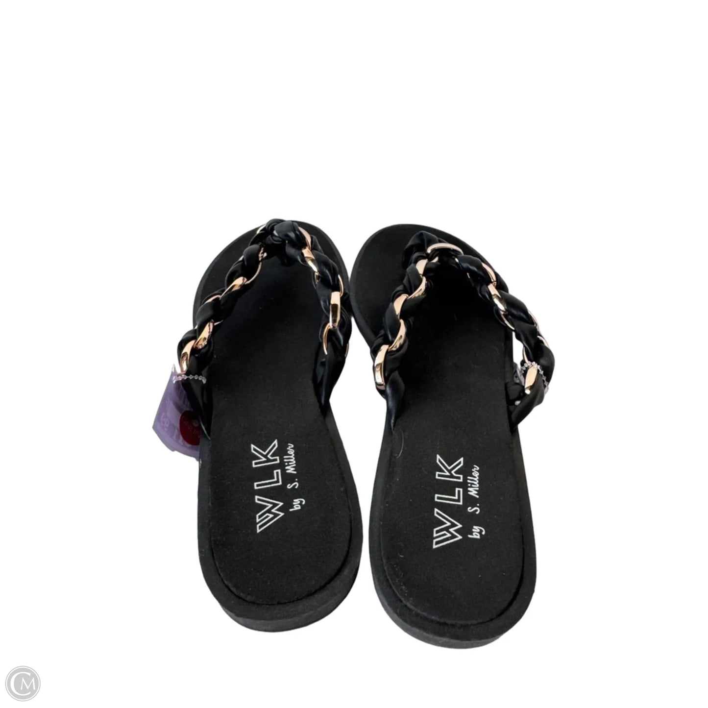 Sandals Flip Flops By Clothes Mentor In Black & Gold, Size: 8