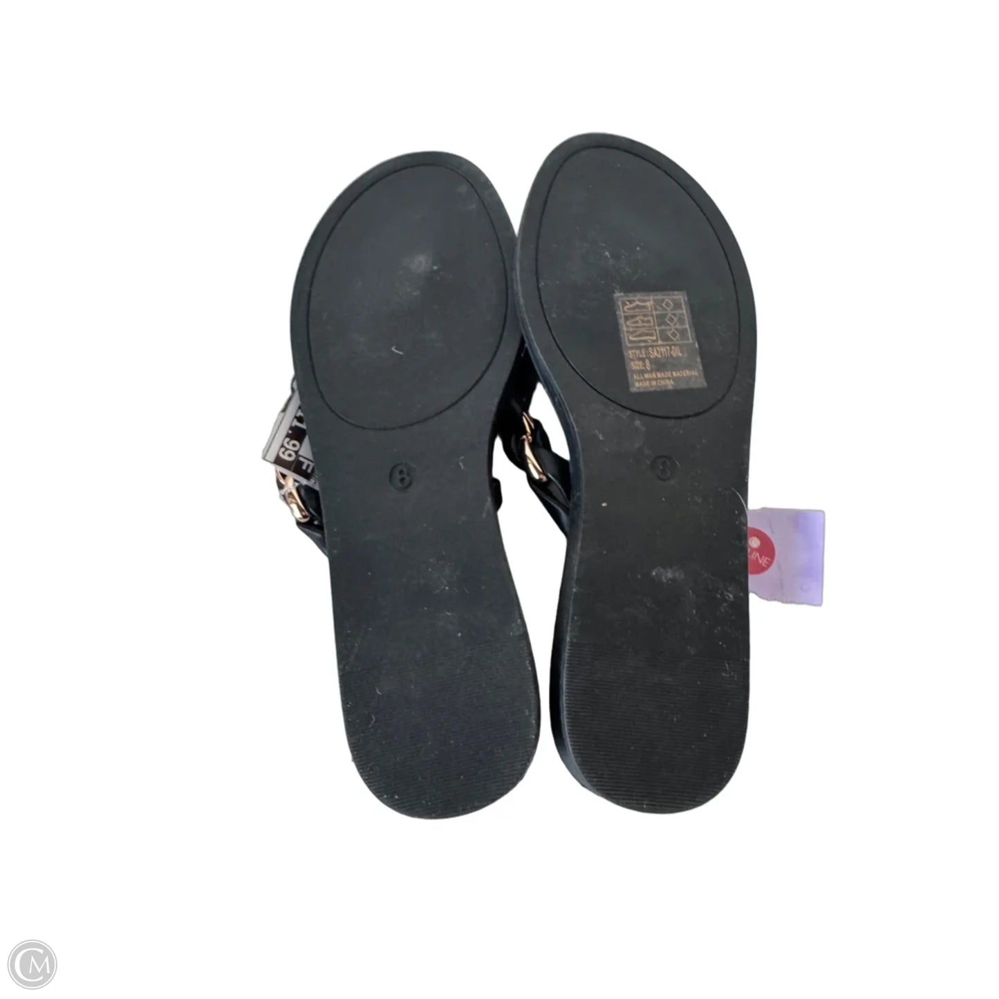 Sandals Flip Flops By Clothes Mentor In Black & Gold, Size: 8