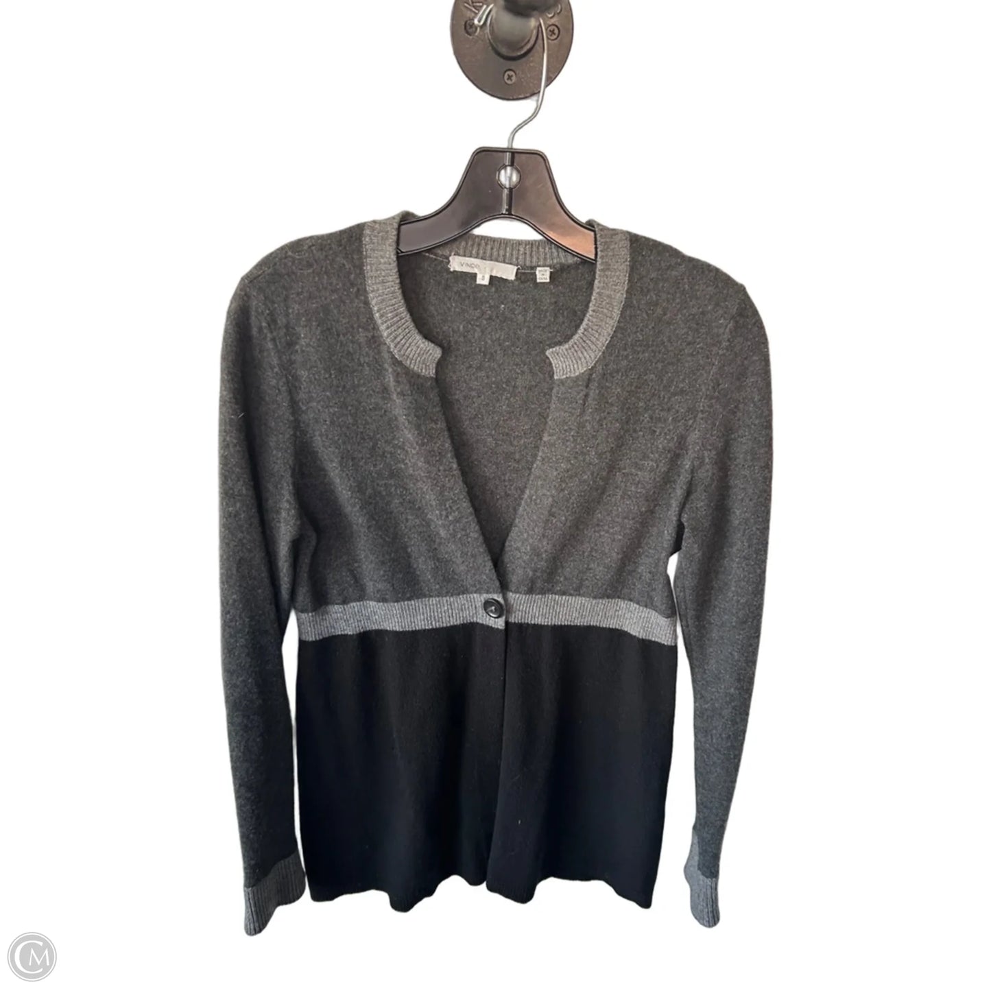 Sweater Cardigan By Vince In Black & Grey, Size: S