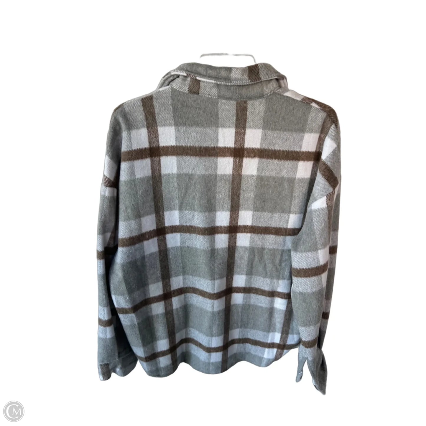 Jacket Shirt By Clothes Mentor In Grey & White, Size: M