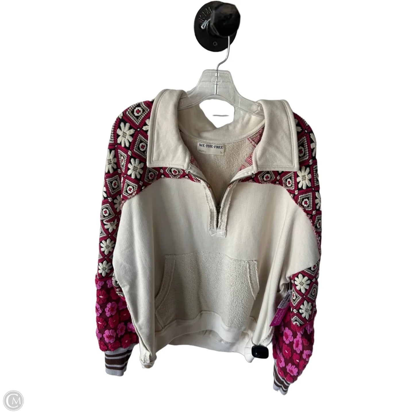 Sweatshirt Collar By We The Free In Cream & Pink, Size: S