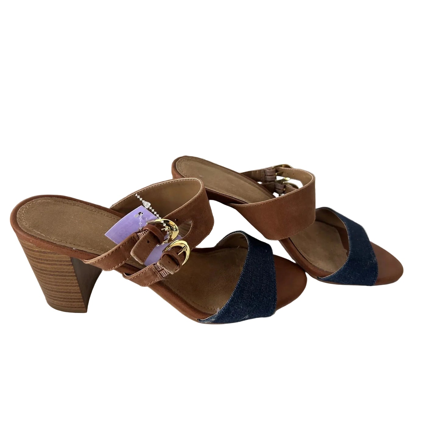 Sandals Heels Block By Aerosoles In Blue & Brown, Size: 10