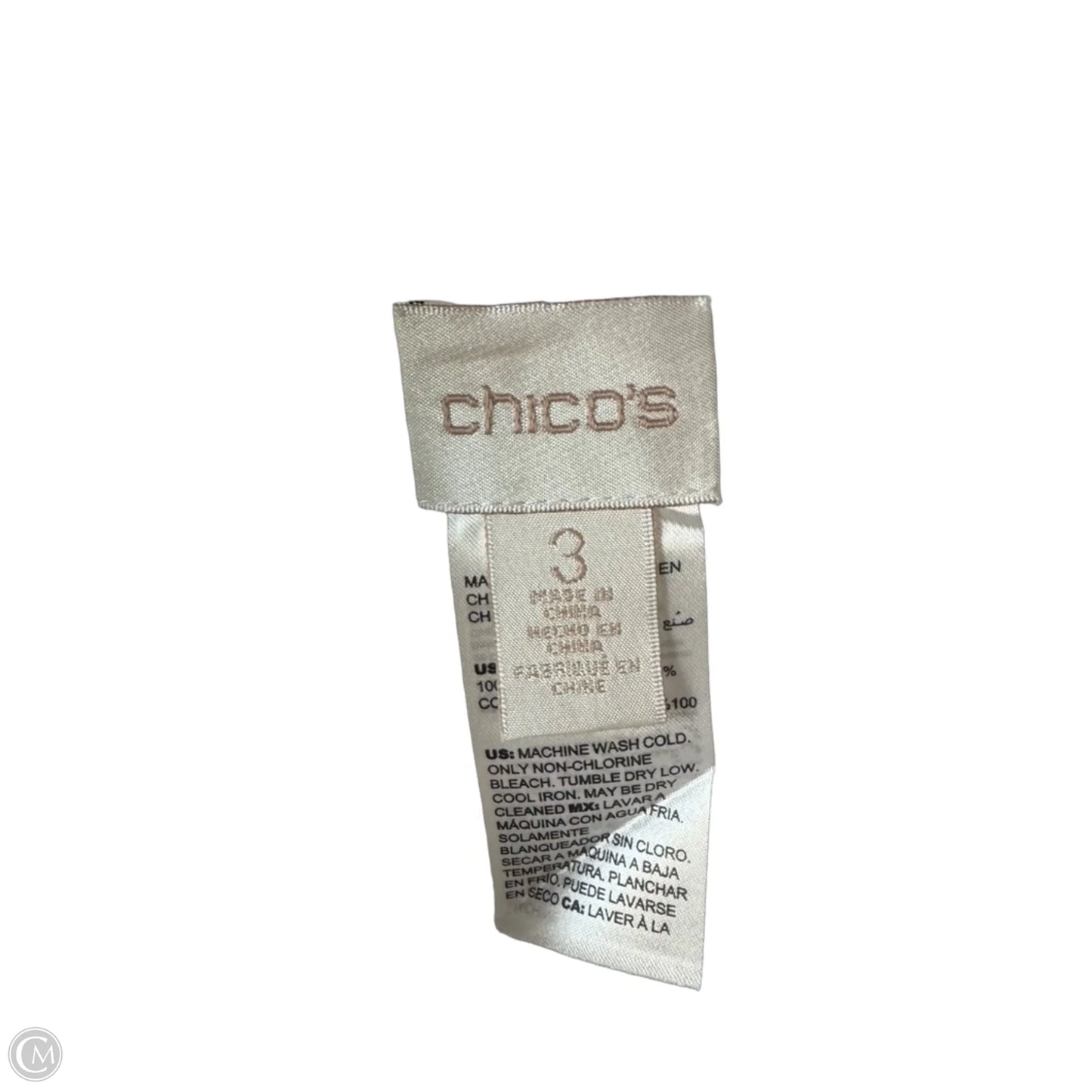 Tunic 3/4 Sleeve By Chicos In White, Size: Xl