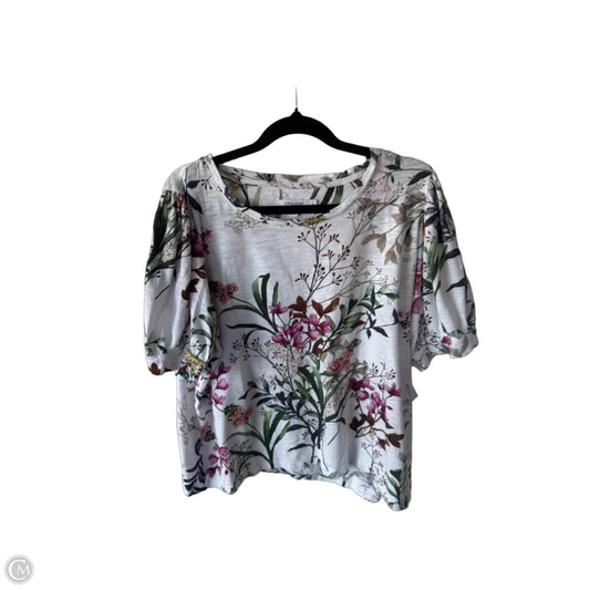 Top Short Sleeve By Chicos In Green & White, Size: Xl