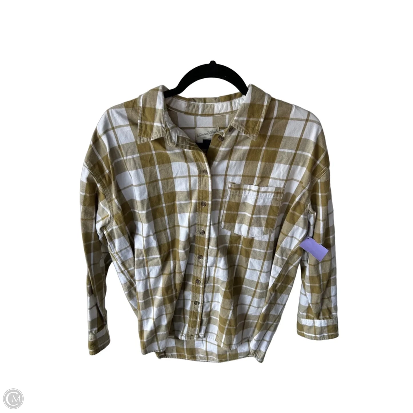 Top Long Sleeve By Universal Thread In Green & White, Size: M