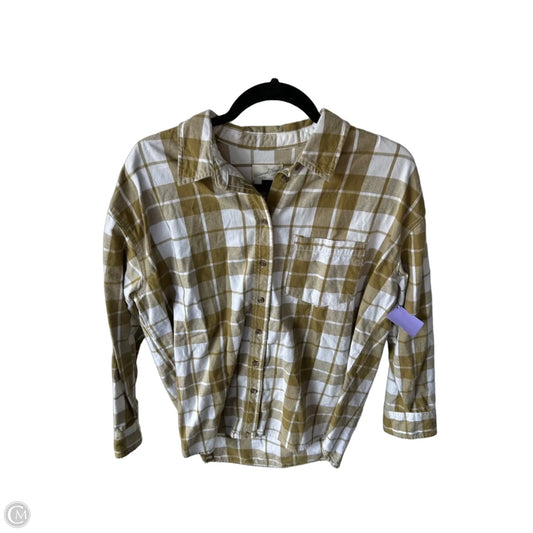 Top Long Sleeve By Universal Thread In Green & White, Size: M