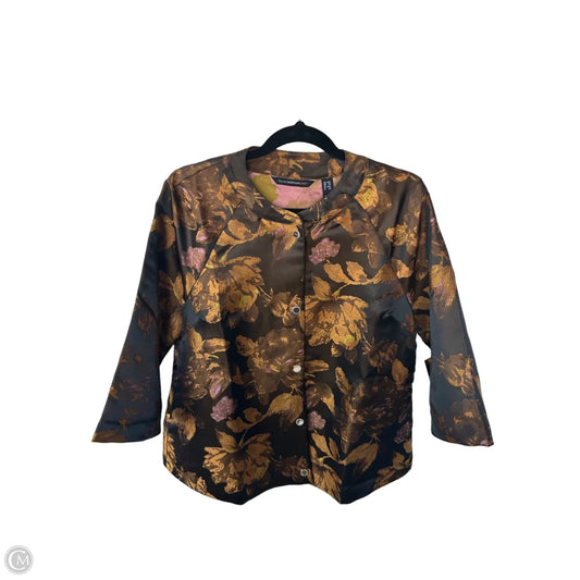 Blazer By Isaac Mizrahi Live Qvc In Brown & Yellow, Size: Xs