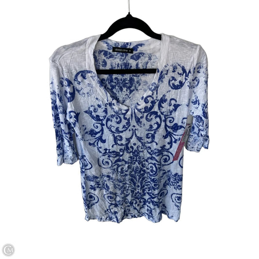 Top 3/4 Sleeve Basic By David Cline In Blue & White, Size: S