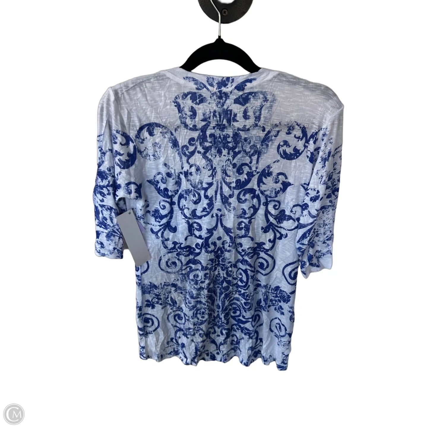 Top 3/4 Sleeve Basic By David Cline In Blue & White, Size: S
