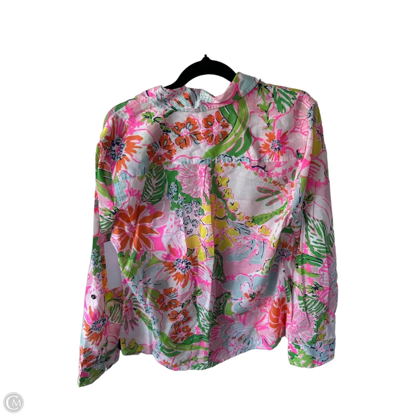 Top Long Sleeve Designer By Lilly Pulitzer In Pink & White, Size: L
