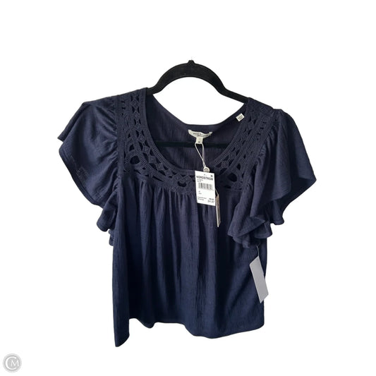 Top Short Sleeve By Max Studio In Navy, Size: M