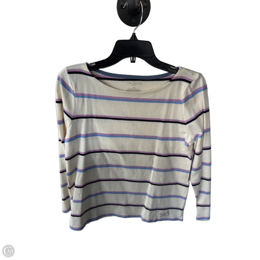 Top Long Sleeve By Talbots In Cream & Purple, Size: Mp