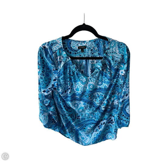 Top Long Sleeve By Talbots In Blue & White, Size: L