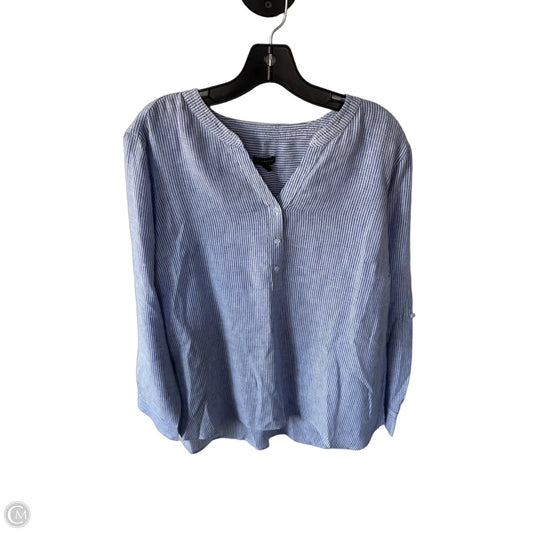 Top Long Sleeve By Talbots In Blue & White, Size: L