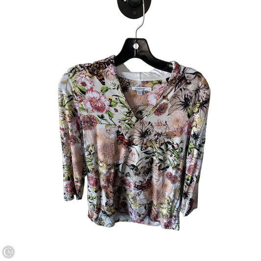 Top 3/4 Sleeve By Chicos In Cream & Green, Size: M