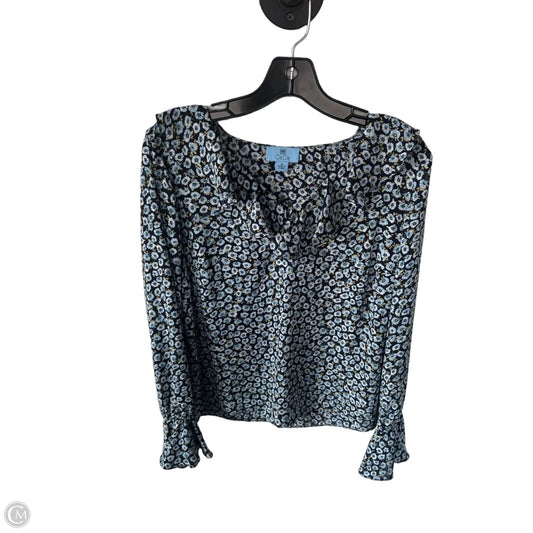 Top Long Sleeve By Cece In Black & Blue, Size: M
