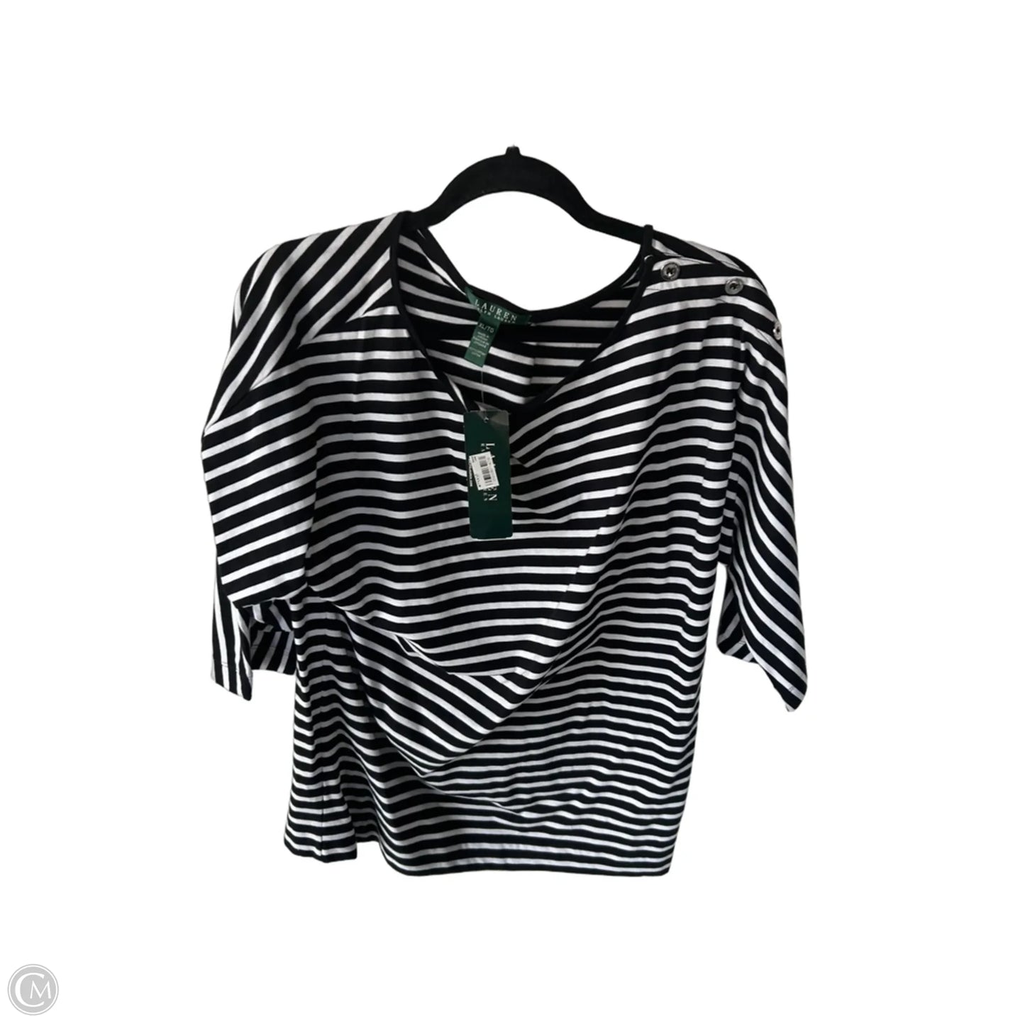 Top 3/4 Sleeve By Lauren By Ralph Lauren In Black & White, Size: Xl