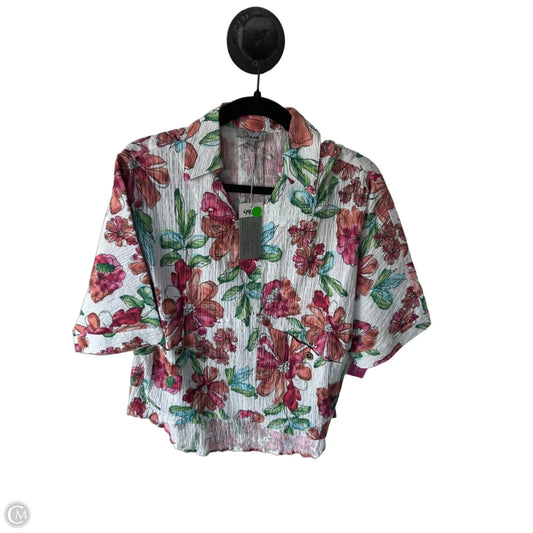 Top Short Sleeve By Clothes Mentor In Orange & White, Size: S