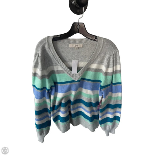 Sweater By Loft In Grey & White, Size: L