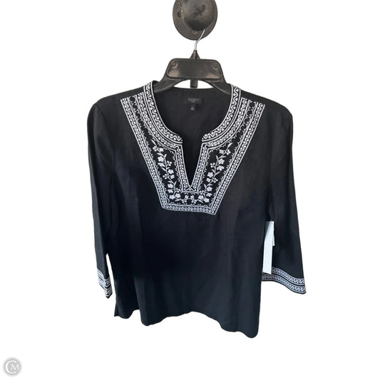 Top 3/4 Sleeve By Talbots In Black & White, Size: Lp