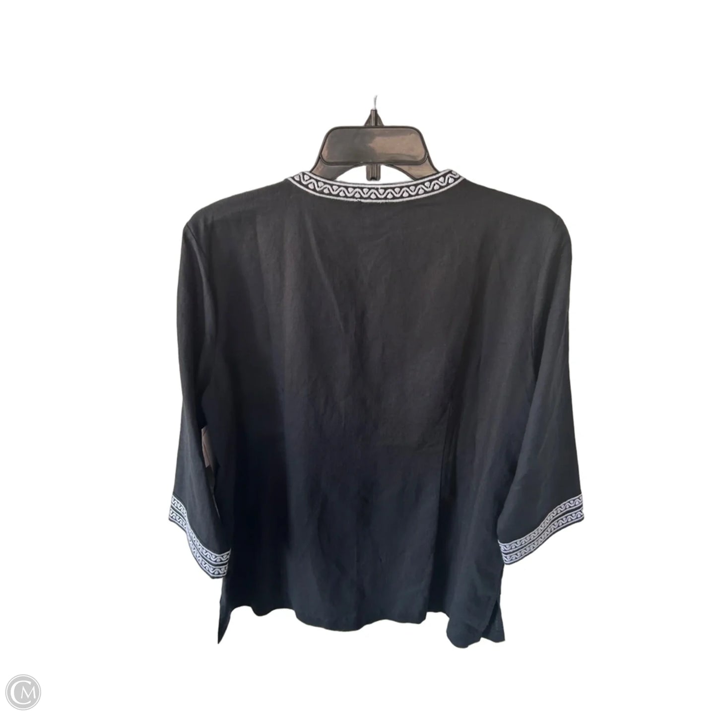 Top 3/4 Sleeve By Talbots In Black & White, Size: Lp