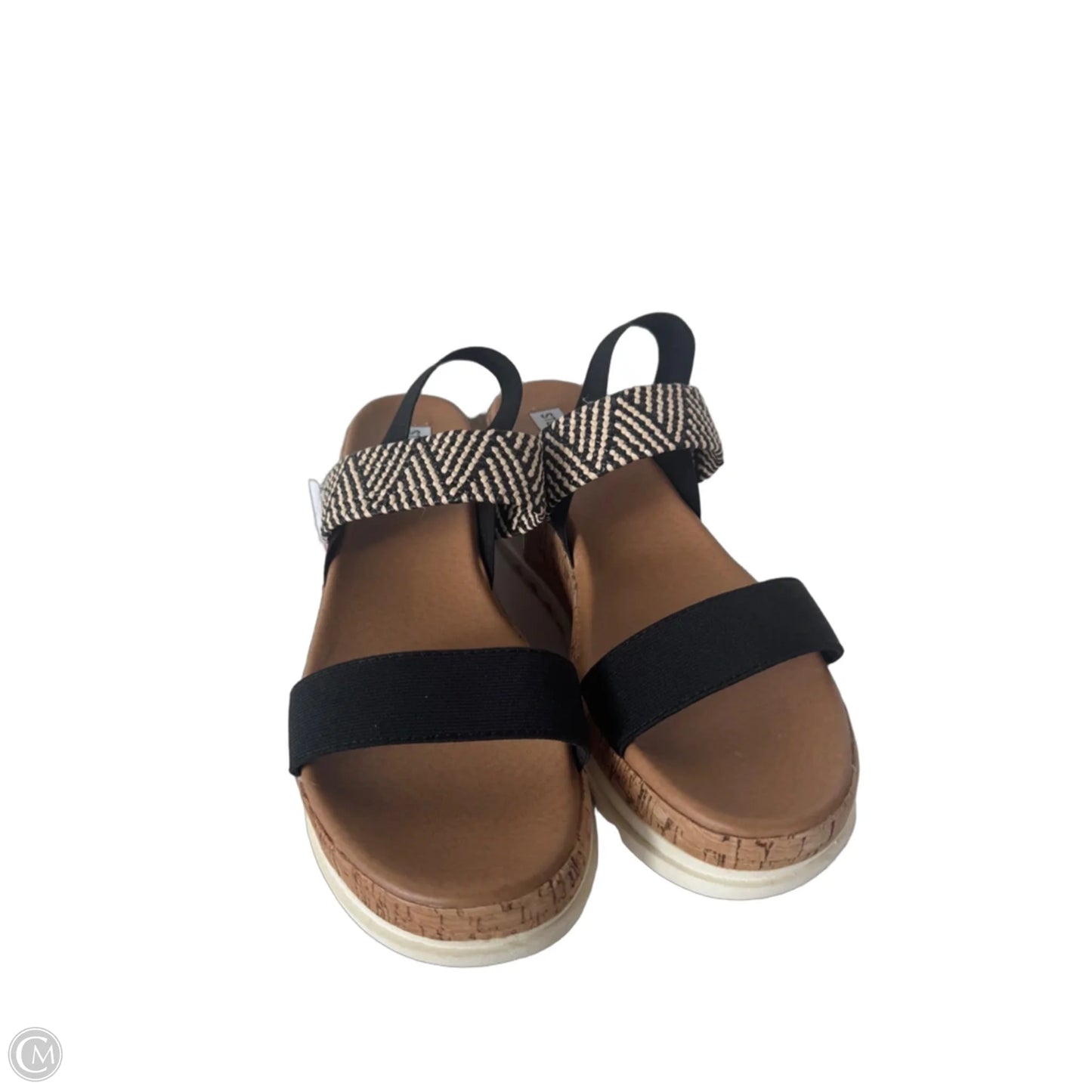 Sandals Heels Wedge By Steve Madden In Black & Cream, Size: 9.5