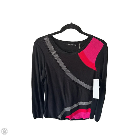 Sweater By Nic + Zoe In Black & Pink, Size: L