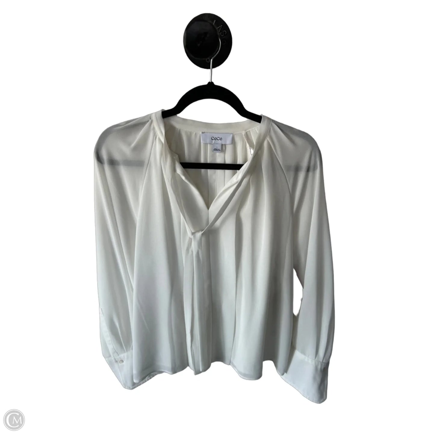 Top Long Sleeve By Cece In White, Size: L