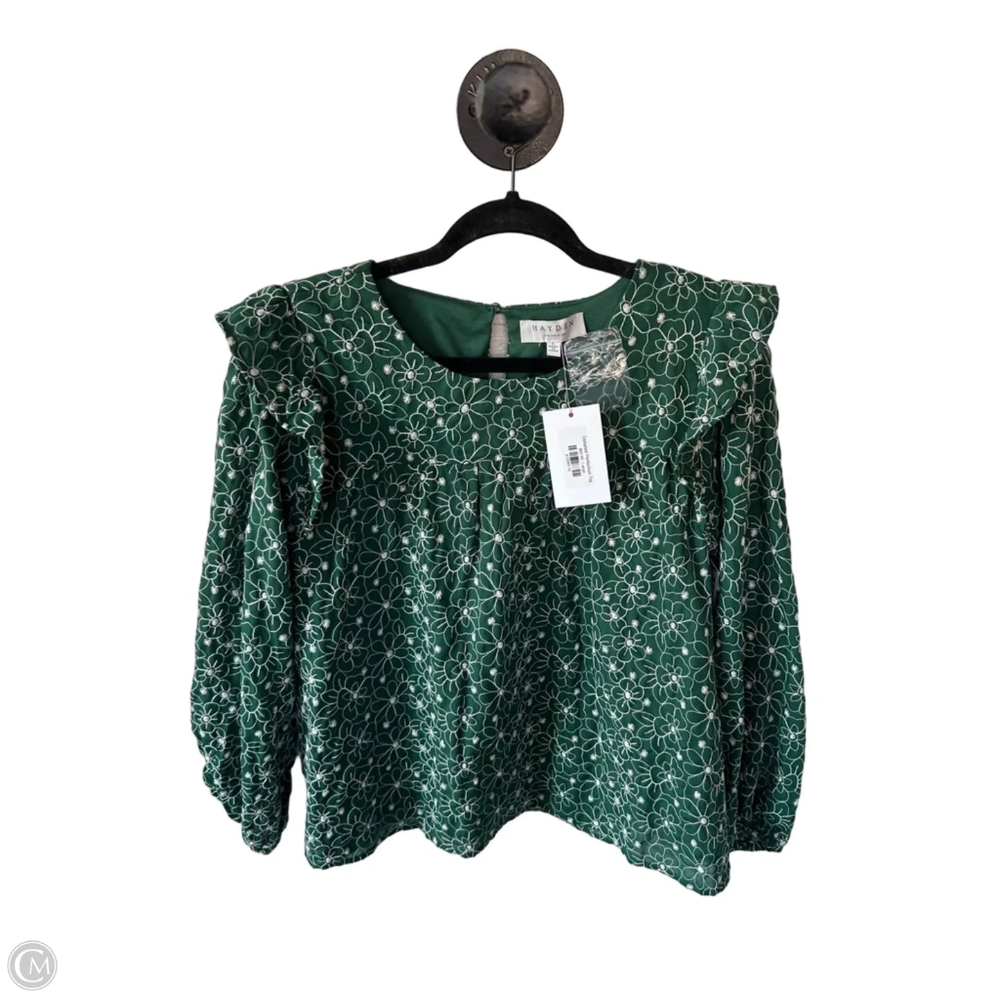 Top Long Sleeve By Hayden La In Green & White, Size: L