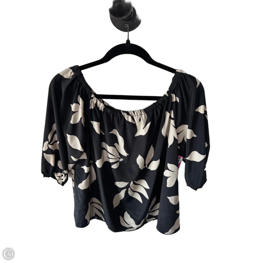 Top 3/4 Sleeve By Loveappella In Black & Cream, Size: M