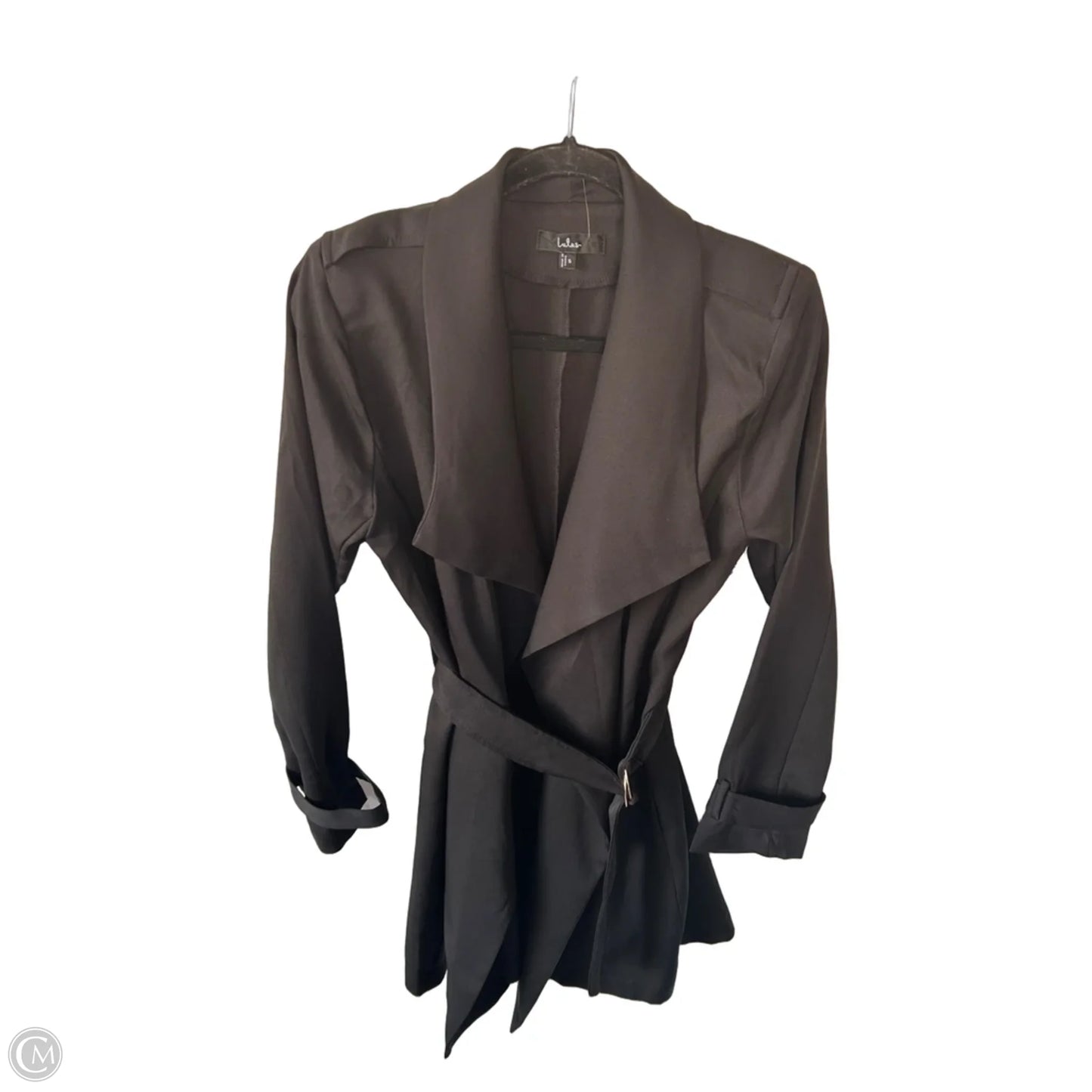 Coat Trench Coat By Lulus In Black, Size: S