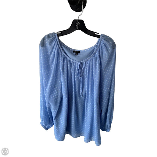 Top Long Sleeve By Talbots In Blue & White, Size: 2x
