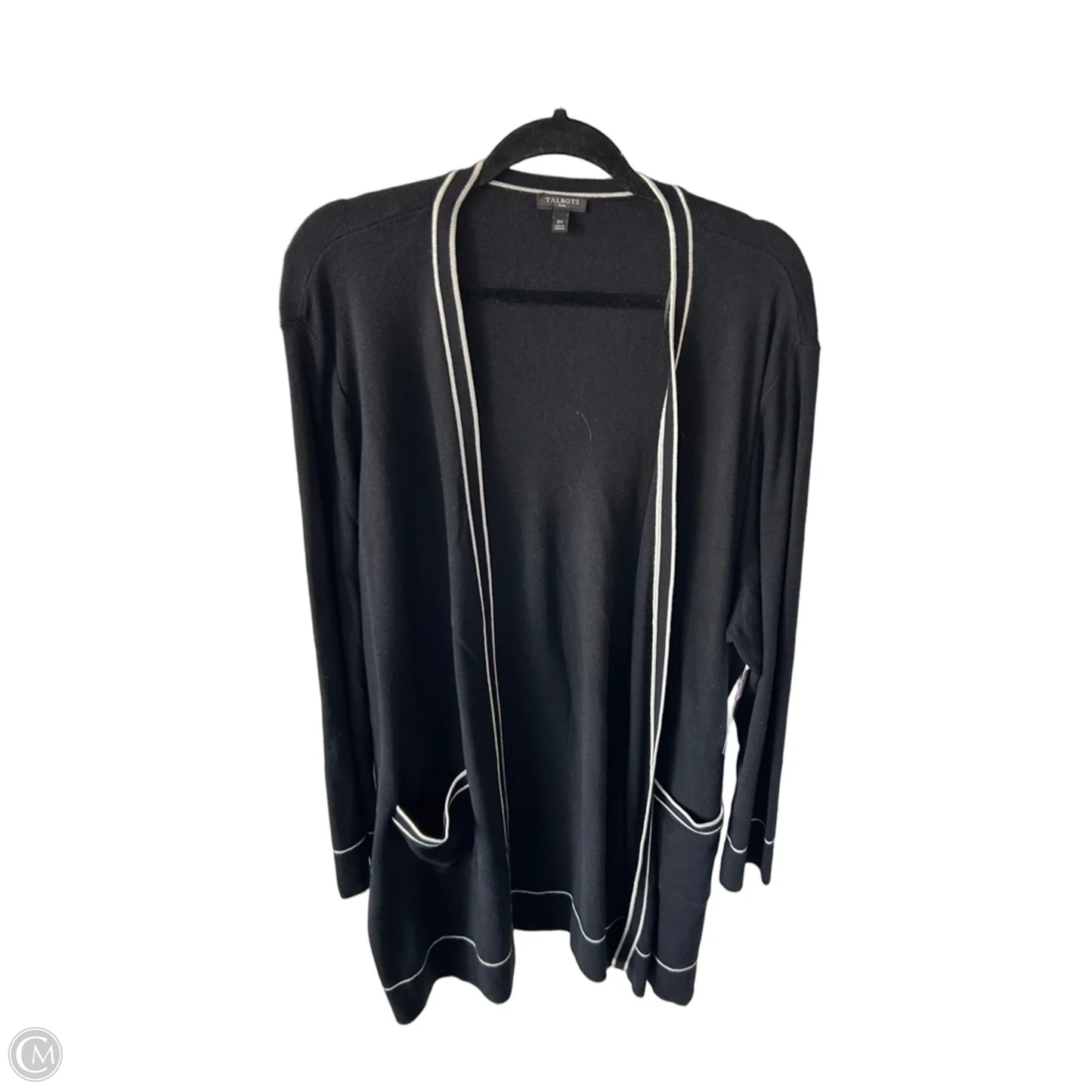 Sweater Cardigan By Talbots In Black & Cream, Size: 3x