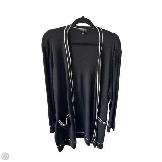Sweater Cardigan By Talbots In Black & Cream, Size: 3x