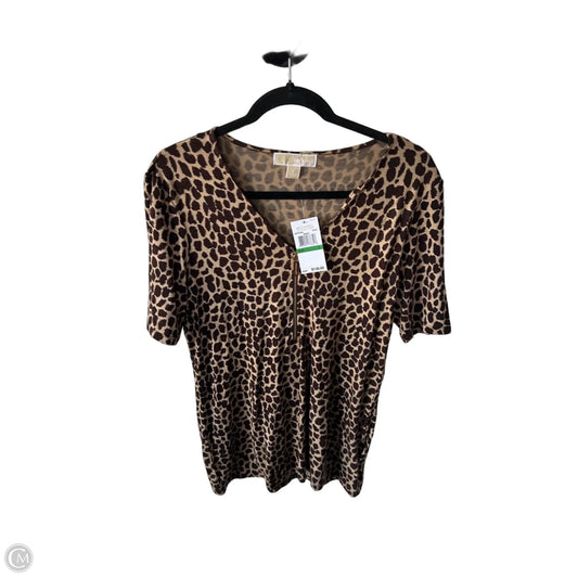 Top Short Sleeve By Michael By Michael Kors In Brown & Tan, Size: L