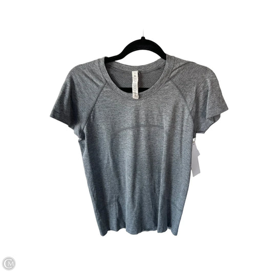 Athletic Top Short Sleeve By Lululemon In Grey, Size: M