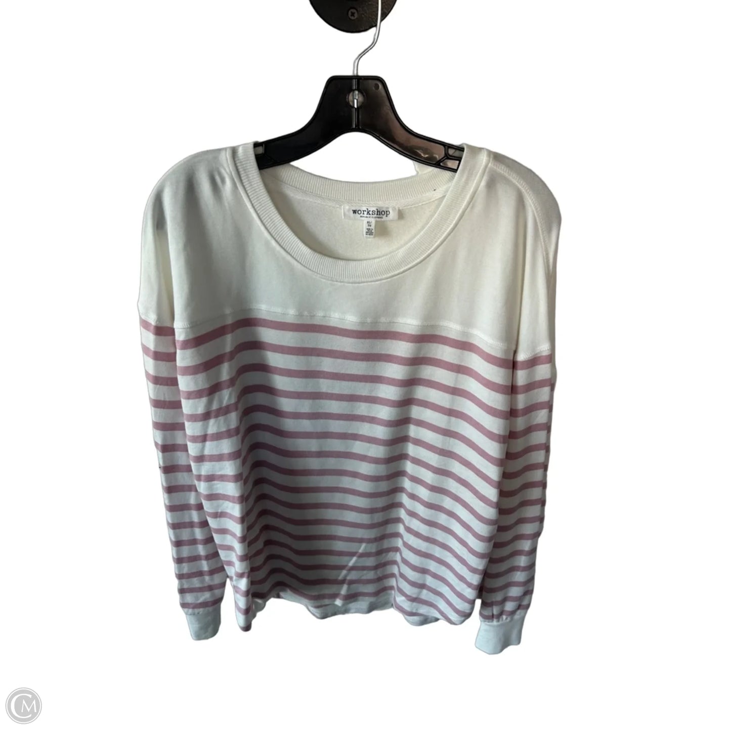 Sweatshirt Crewneck By Workshop In Pink & White, Size: Xl
